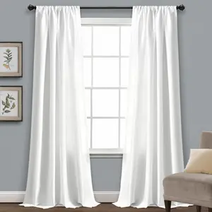 Lush Decor Venetian Light Filtering Window Curtain Panel Single 54"W x 84"—108‘’L White - Drapes - White Curtains For Bedroom - Living Room Curtains