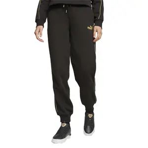 PUMA Womens Essentials Minimal Gold Drawstring Sweatpants Casual - Black