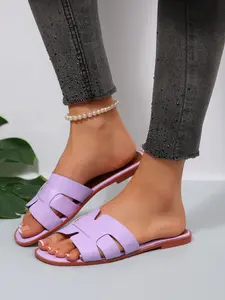Summer Essential Comfortable Versatile Fashion Elegant Suitable for Various Occasions, PU Leather Rubber Sole Casual Plain Design Less Than Ankle Height
