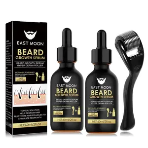 Beard Growth Serum & Beard Massage Derma Roller, Beard Care Nutritional Oil, Making Beards Thicker and More Shiny, Men's Daily Beard Care Products and Tools