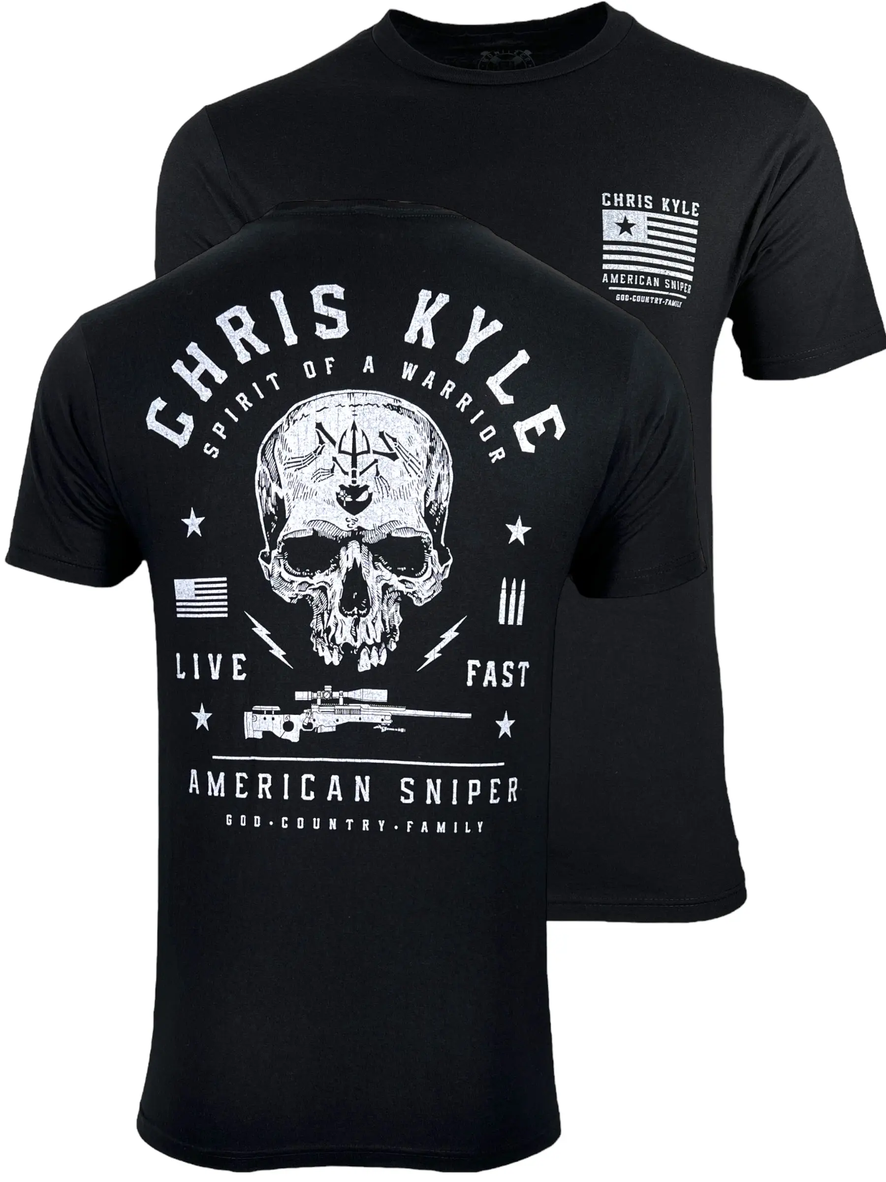 Howitzer Men's Chris Kyle Sniper Graphic Tshirt - Patriotic Shortsleeve Round Neck Top Supporting Veterans & Firefighters, Cotton, Original