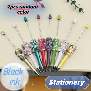 7pcs New Trendy 7 Color Rhinestone Sticker Bead Pen Focus Pearl DIY Pen Creative Craft Jewelry Making Kit