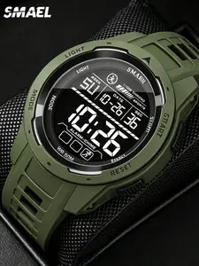 Smael Men's Digital Electronic Watch Large Dial Chronograph Second Fashion Luxury Design Outdoor Sports Man Watch Water Resistant Watch
