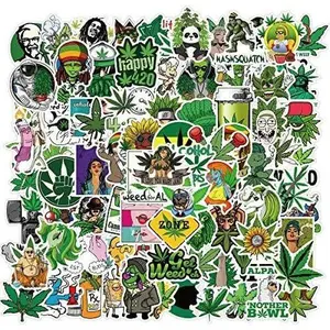 100pcs Weed Stickers Pack, Cool Marijuana Stickers for Teens Adults, Funny 420 Stickers Decals for Water Bottle Hydroflask Bike Skateboard Laptop Guitar
