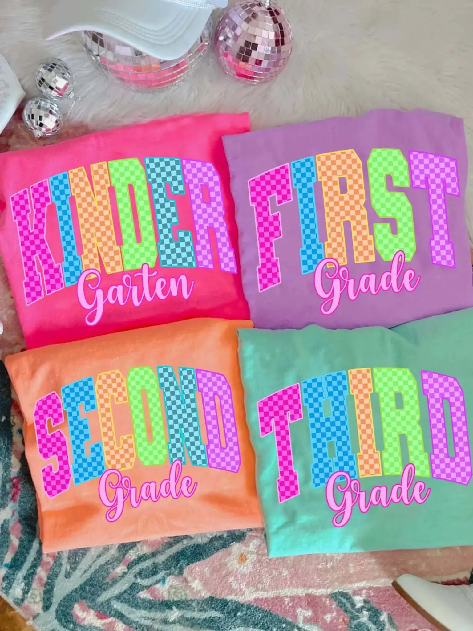 Neon Checkered Grades (PreK-5th Grade) DTF TRANSFER