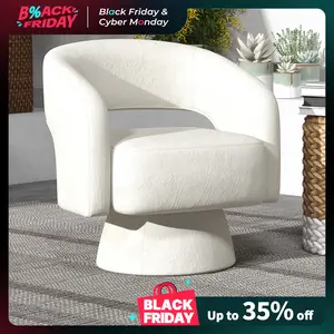 [New Year New Me] Hertford 21.3" Wide swivel chair, modern luxury velvet decorative chair, comfortable round armrests, 360-degree rotating bucket chair, suitable for living room, bedroom office, beige