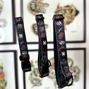 Traditional Tattoo Adjustable Pet Collar in Black