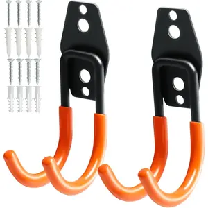 Heavy Duty Garage Hooks for Hanging, Metal Garage Organization Hooks, Garage Storage Hooks for Ladder Extension Cord Cable, Wall Mount Small Utility Hooks, Garden Tool Organizer/Hanger