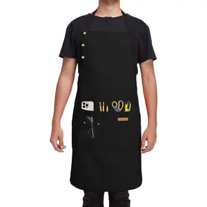 Aprons for Men and Women, Kitchen Apron with Pockets, Chef Apron with Three Buttons Adjustable Straps