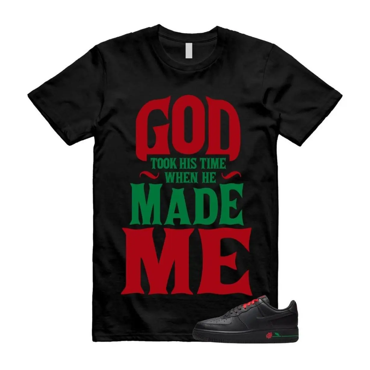 1 Black Rose Shirt, 1 Black Rose Graphic T-Shirt, GTHT Tee Match Sneaker