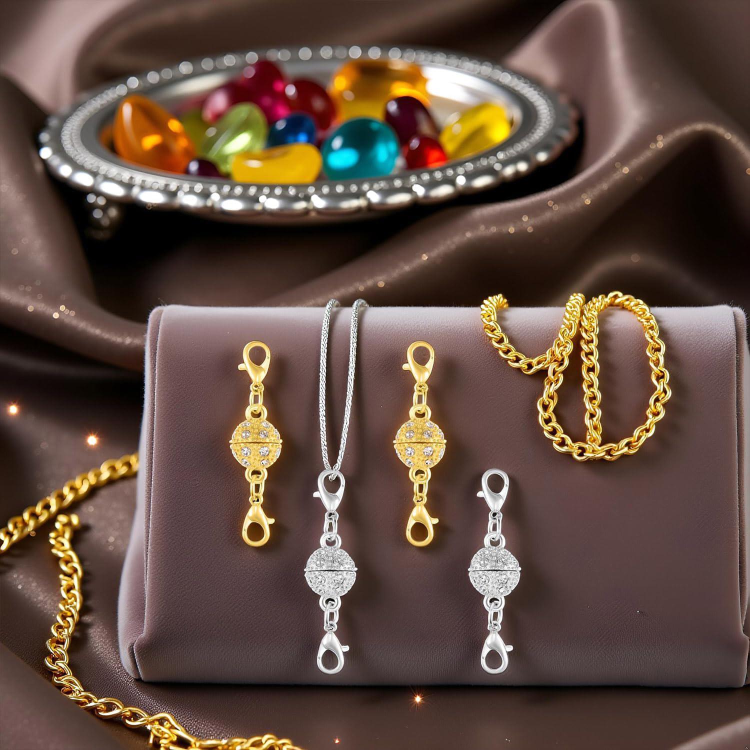 12 Pack Magnetic Necklace Clasps and Closures Necklace Jewelry Extender with Strong Magnet Magnetic Gold and Silver Plating Gift Bracelet Necklaces Chain Converters