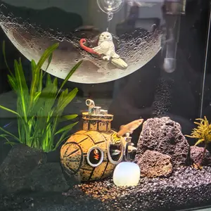 Vintage Floating Submarine Aquarium Decor, Creative Fish Tank Ornament, Safe Interactive Fish Bowl Accessory for Guppies, Goldfish, Shrimp, Hermit Crabs