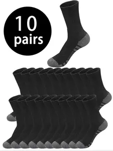 10 pairs of men's mid length socks are soft, elastic, comfortable and breathable sports socks suitable for daily wear by men and women. They are simple and comfortable neutral mid length socks, and striped socks for women and men