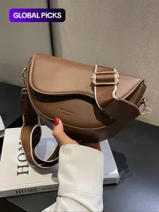 Christmas Gift,25 fall&winter ,Women's Fashionable Saddle Bag, Casual Versatile Stylish Crossbody Bag with Wide Shoulder Strap, Trendy All-match Commuter Bag for Daily Used, Trendy Commuting Bag, Everyday Bag