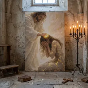 Healed By Him Christian Art Canvas, Jesus and Woman Wall Art, Jesus Print, LDS Art, Bible Art, Jesus with Girl, Religious Prints, Jesus Wall Art, Jesus Art Decor