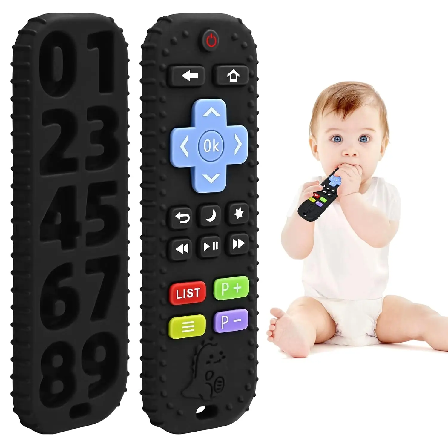 Teething Relief Teethers Toys for Babies 3-6-12 Months Gifts, Food Grade Silicone Sensory Baby Remote Control Teether