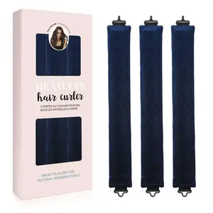 Overnight Heatless Hair Curler Blowout Rods Jumbo, Heatless Curls Satin Jumbo Flexi Rods to Sleep in,Soft Heatless Rod for All Hair Types,No Heat Overnight Sleeping Curls Styling Tools (Navy Blue)