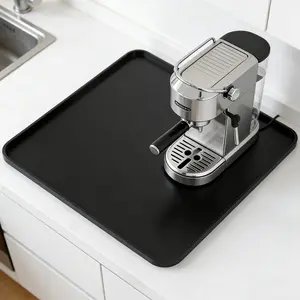 Silicone Coffee Mat, Coffee Bar Mats for Espresso Machine, Waterproof Raised Edge, Non-Slip Dish Drying Pad, Kitchen Counter Accessory