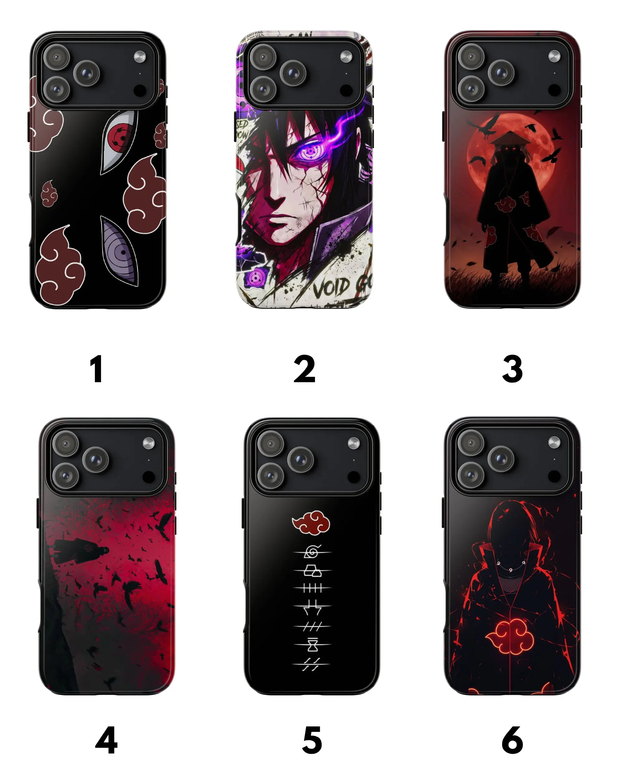 Rogue Ninja Red Cloud Tough Phone Case | Crows & Illusion Eye Bumper Dual-Layer Protective Cover | 6 Epic Designs For iPhone 11-17 & Samsung S22-S26 Series