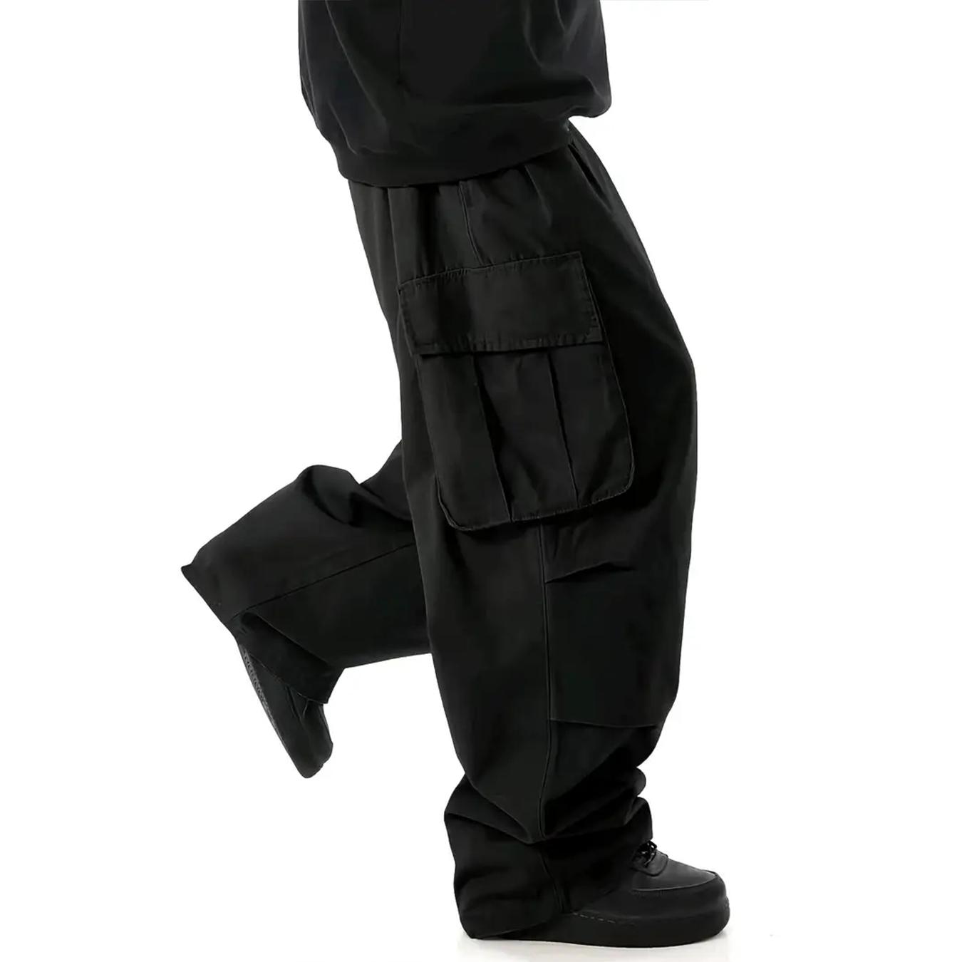Men’s baggy cargo pants, wide-leg loose fit work trousers with multiple pockets, casual streetwear pants for everyday wear and outdoor activities
