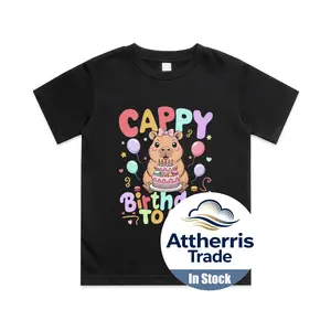 Cappy Birthday to Me Cute Capy Capybara Birthday Girls Kids Cotton T-shirt, Graphic Print Round Neck Short Sleeve Casual Tee for Boys Girls