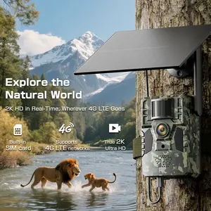 4G LTE Solar Trail Camera HC63S– 2K Live Video, WiFi Not Supported, Remote APP Controlled, WaterProof, Motion Activated, Night Vision, 4G Data Cellular Card Included (Data refill is required for Unlimited 4G data usage)