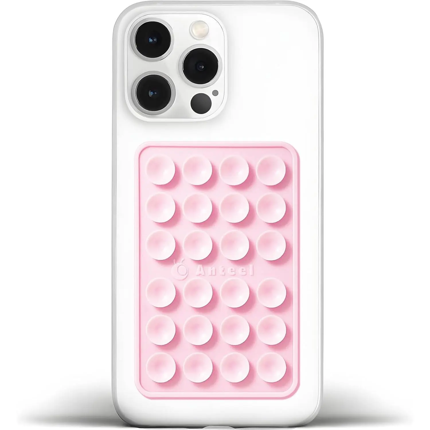 Anteel Medium-Sized  Suction Phone Case Adhesive Mount, Enhanced Suction Power and Upgraded Thickened Sticky Phone Grip, Durable, Hands-Free Sticky Phone Holder, 2.28"x3.46" (Light )