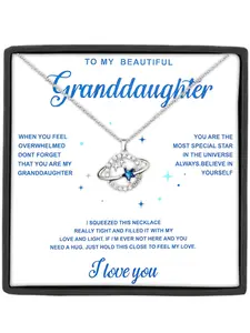 1pcs Copper Zircon Star Celestial Pendant Necklace, Unique Holiday Jewelry Gift for Granddaughter,