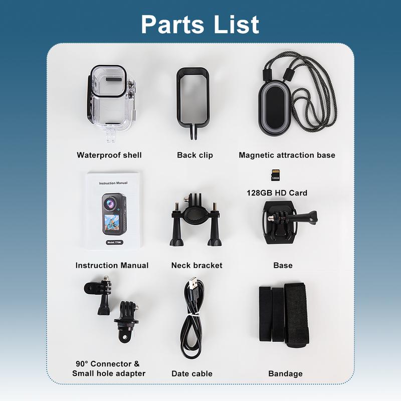 NUISK WiFi Action Camera with Dual Touch Screens Waterproof Up to 98ft 5X Zoom EIS Stabilization Compact Magnetic Mount ,Ideal Gift for Girls, Boys Teenagers, and Beginners, Birthday Christmas Gift