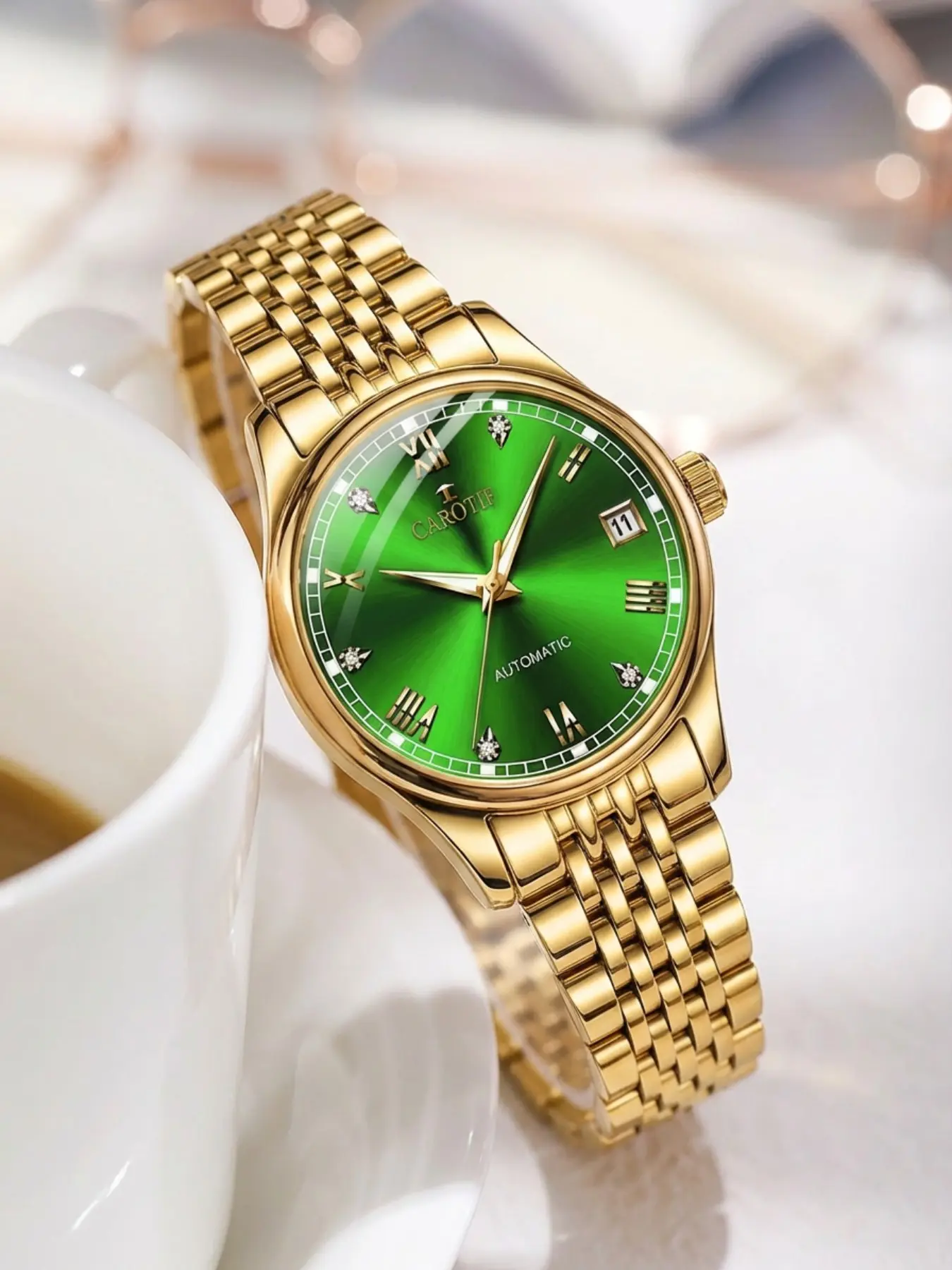 Women's Luxury Automatic Mechanical Watch, Steel Band, Dial, Business Casual Fashion, High-End Women's Wristwatch