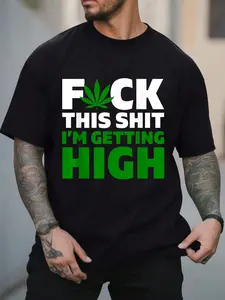 100% Cotton  Unisex This I'M Getting High Funny Marijuana Weed Stoner T-Shirt Golf Gift T-Shirt For Men And Women