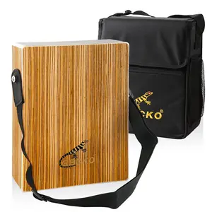 GECKO Travel Cajon Drum - Wooden Percussion Box Musical Instrument with Carrying Bag