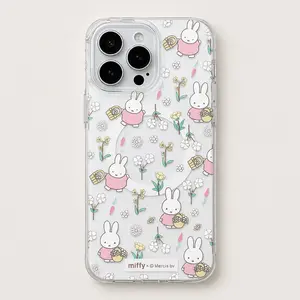 Cute Kawaii Miffy Flower Magnetic Shockproof Clear Phone Case, Wireless MagSafe-Compatible Cellphone Shell, Slim Protective Accessories for iPhone 11-17 Series, Sumsung S22 - S26 Ultra