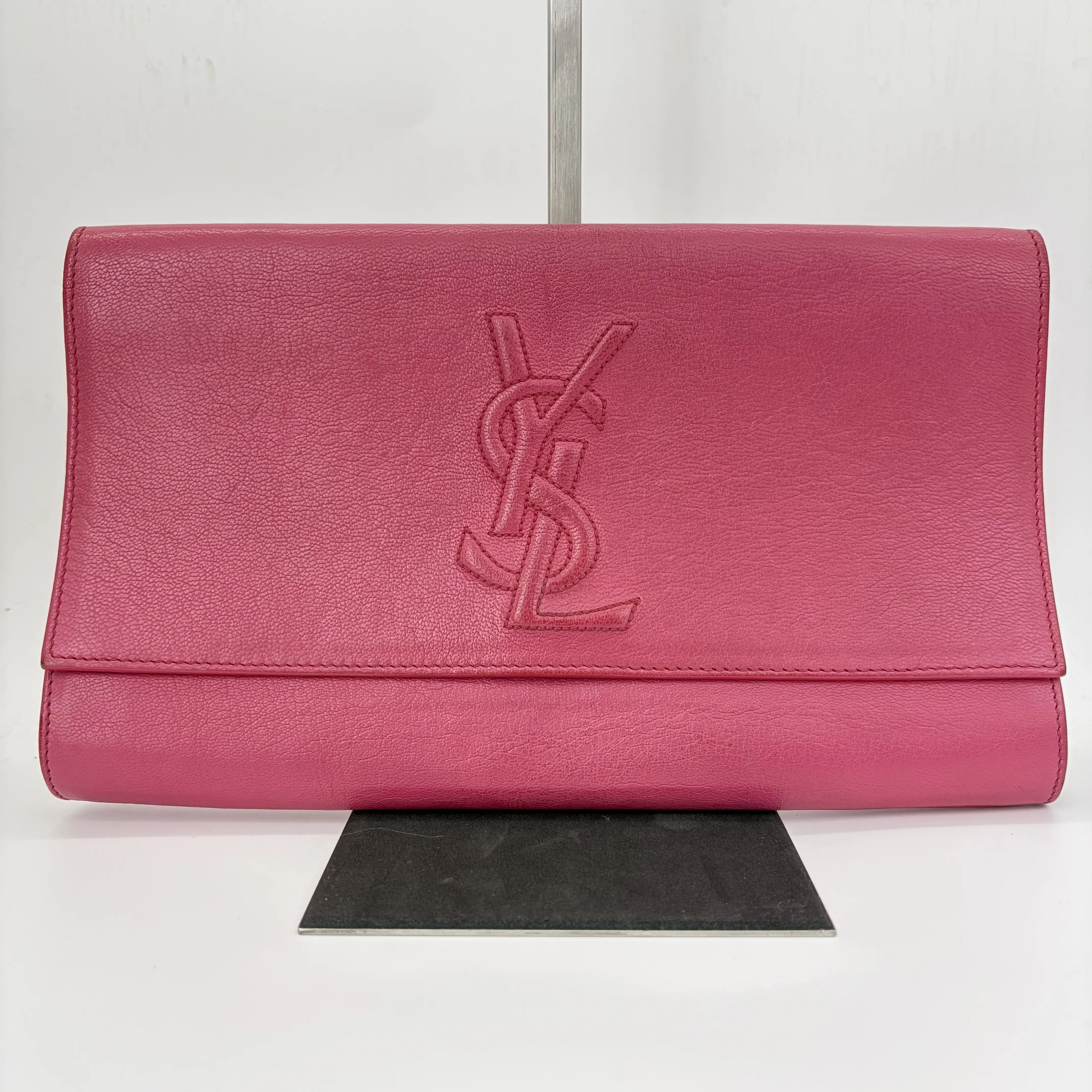 Pre-owned Yves Saint Laurent YSL Belle de Jour classic flap evening clutch in pink