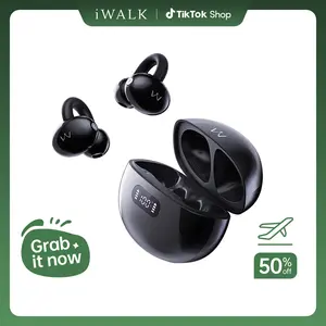 iWALK Open-Ear Clip Headphones Wireless Bluetooth HiFi Stereo Sound 16.2mm Graphene Diaphragm 30H Playtime LED Display Lightweight for Running Fitness Workout Yoga Audio Charging Digital