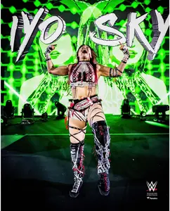 Iyo Sky WWE Unsigned Double Finger Point Entrance Photograph