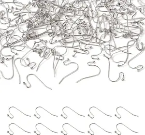 300pcs Stainless Steel Earring Hooks Surgical Hook Earwire with Ball End Fish Ear Wire for Jewelry Making 22x12x2mm