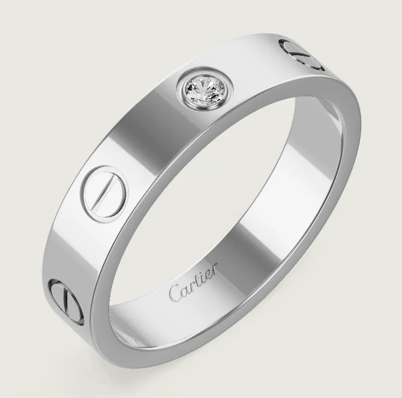 Pre-owned Cartier LOVE ring, small model, 1 dia white gold/yellow gold/rose gold