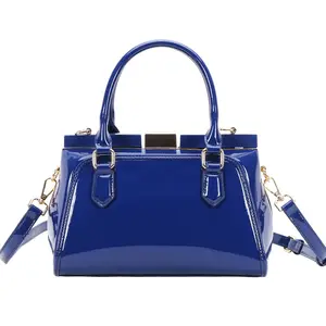 Patent Leather Top Handle Bag for Women – Structured Frame Handbag with Detachable Strap