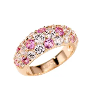 OMG Luxury Candy-Colored Gemstone Pavé Ring—Eye-Catching Pink and Emerald Simulated Diamond Style. Luxurious Sparkling Ring / Women's Colored Gemstone Pavé Band