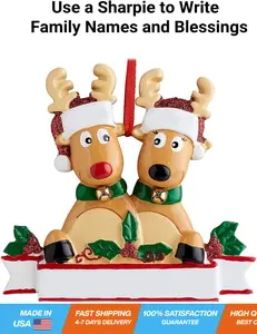 2023 Christmas Personalized Ornament Deer Families of 2, 3, 4, 5, 6 Personalized Xmas Ornament 2023 - Tree Hanging Ornaments Cute Winter Gift New Year Durable Xmas Home Decor