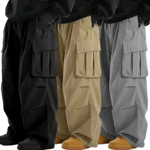 Men’s Loose Cargo Pants (True Size), Street Fashion Dance Pants, High Street Style, Functional Style, Suitable for Everyday Wear, Elastic Waistband Drawstring Closure