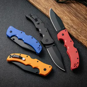 Folding pocket knife, G10 handle, black-coated D2 blade, outdoor camping tool,EDC