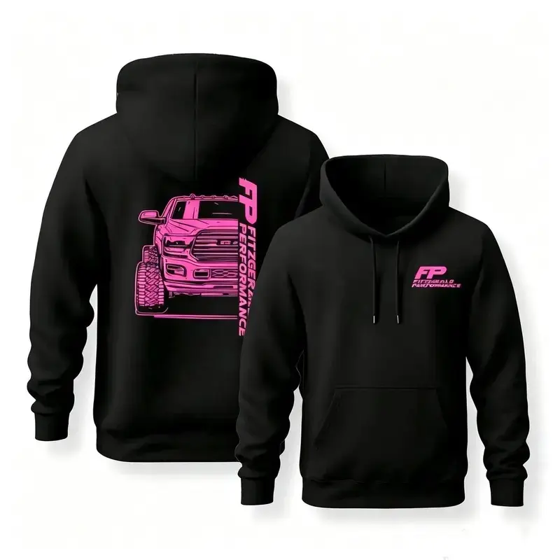 Women FP Pink Line Truck Graphic Hoodie -  Unisex Sweatshirt, Vintage Oversized Pullover, Stylish Casual Street Wear, Mechanic Vibes, Fitness-Friendly Gift for Truck & Auto Lovers, Purple Rain Graphic Top