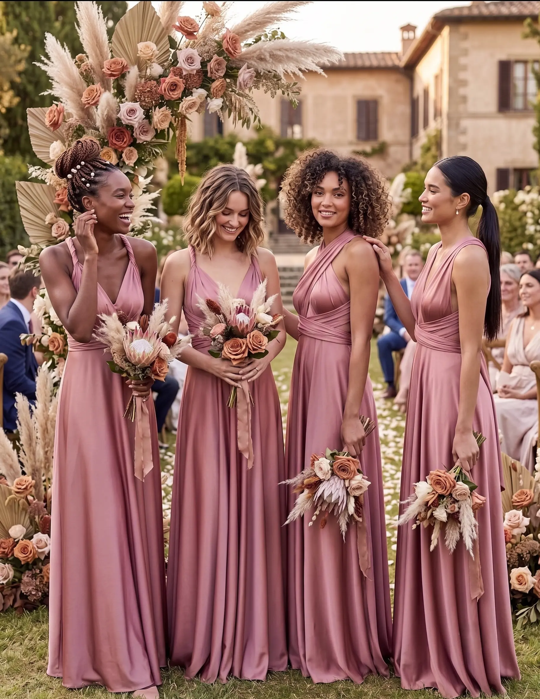 Convertible Infinity Bridesmaid Dress with Pockets – Multiway Floor Length Wrap Maxi Gown for Weddings & Plus Size