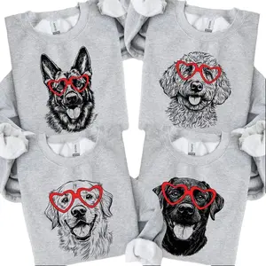 Puppy Love Dog Sweatshirt - 50 Dog Breeds in Adorable Heart Shaped Glasses - Gildan Unisex Crew Pullover- Gift for Women-Sweatshirt For Women