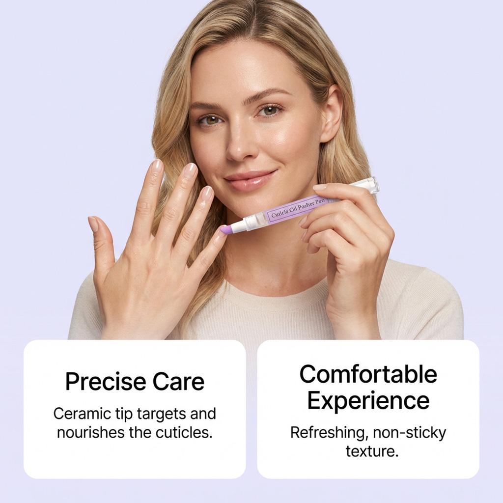 2026 New 2-in-1 Cuticle Oil Pusher Pen, Ceramic Cuticle Remover, Portable Manicure Nail Oil Pen, Moisturizing Nail Strengthener, Gentle Hangnail Remover for Women & Nail Salon