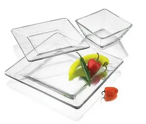 12-Piece Square Clear Glass Dinnerware Set