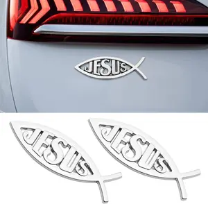 2 count  Fish Decal Sticker,  Faith Fish Emblem Sticker,  Chrome Decal Emblem Sticker, Christian Fish Symbol Decal for  Decoration ()