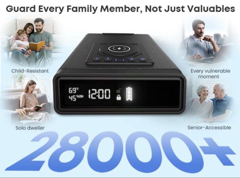 Smart Safe 3 Quick Access with Alarm Clock Heavy Duty Anti-Theft Money Box for Home Security Bedside Drawer Safe for Table Closet